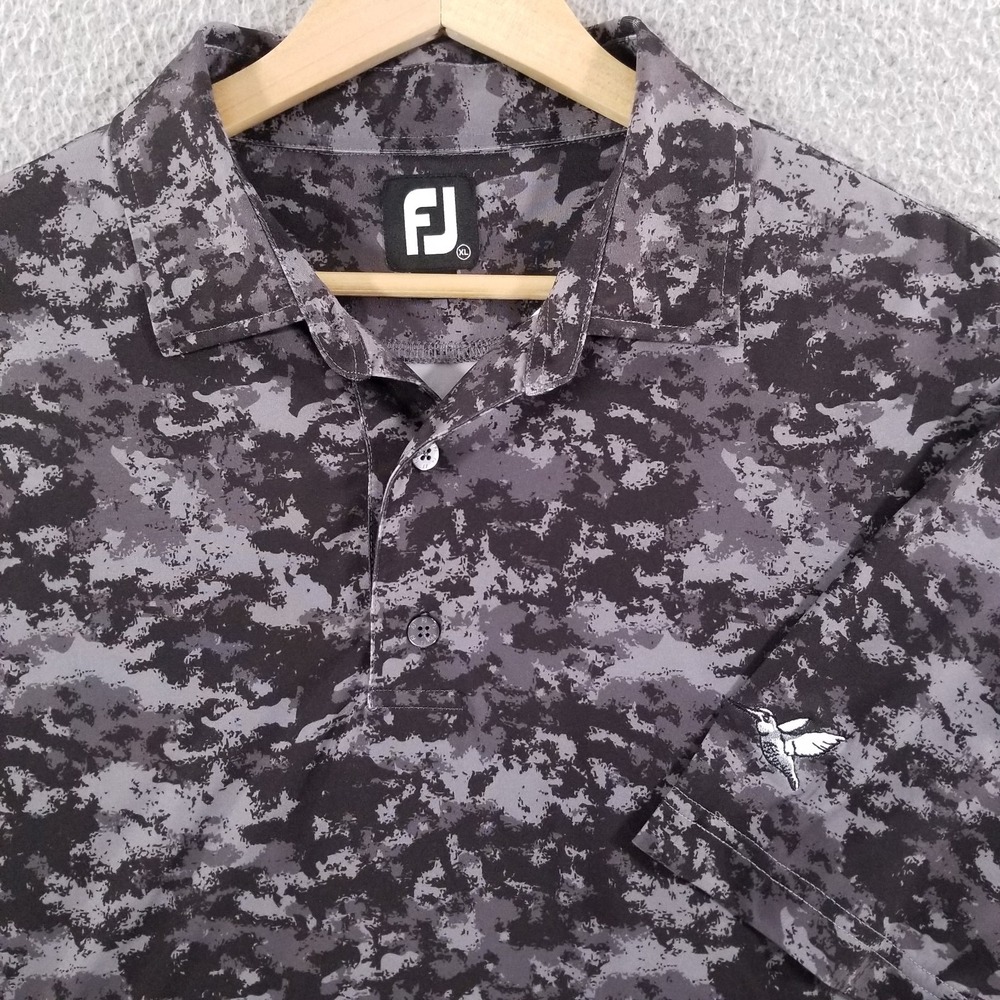 FootJoy Polo Shirt XL Gray Camo Wild Wing Plantation Hummingbird Golf Performanc